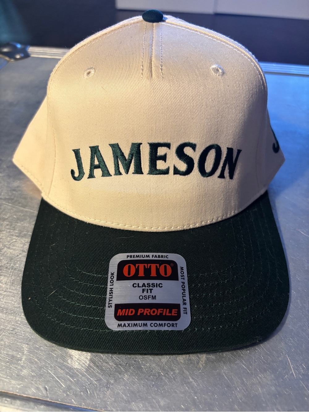 Jameson Irish whiskey OTTO Cream and Dark Green Snapback baseball Hat new